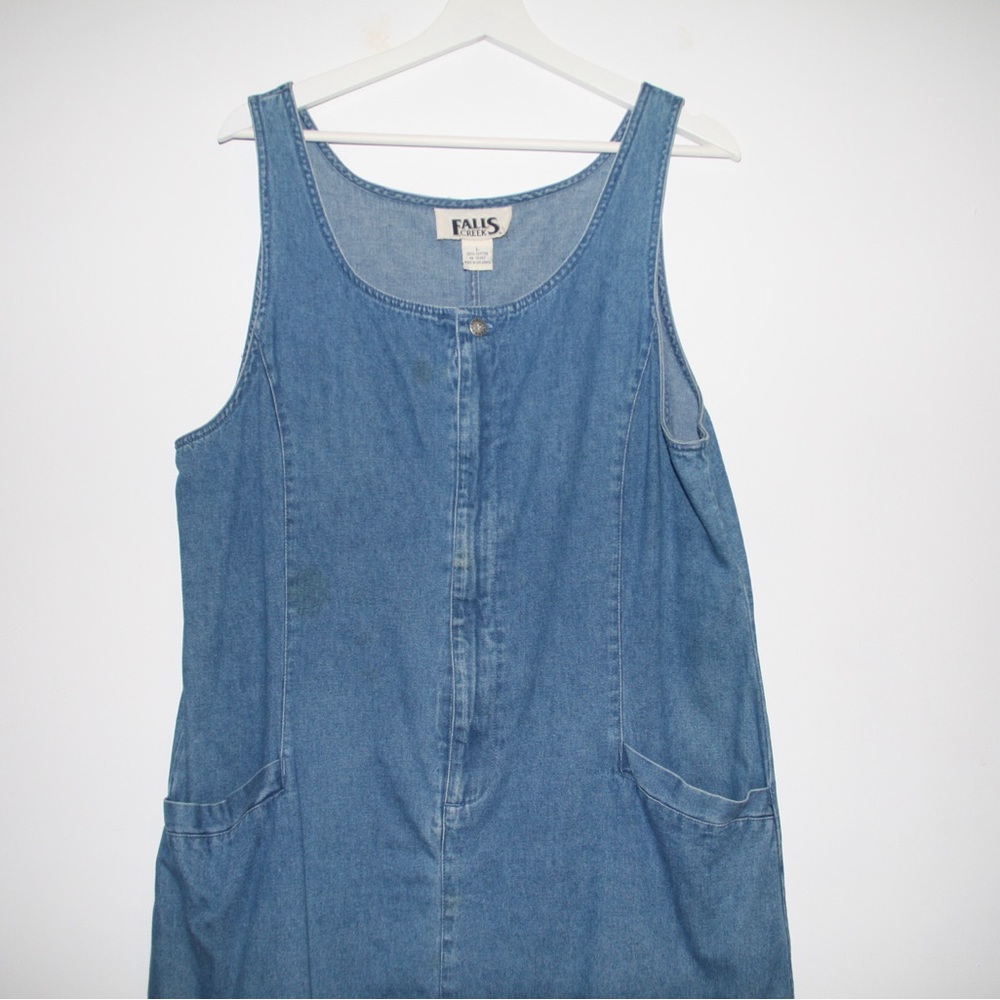 Vintage Denim Sleeveless Apron Dress Size L